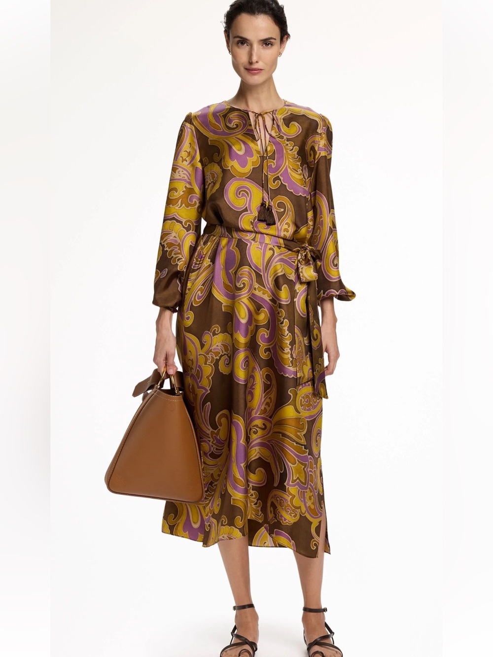Carolina Herrera vestido de twill de seda estampado paisley, XS S M L